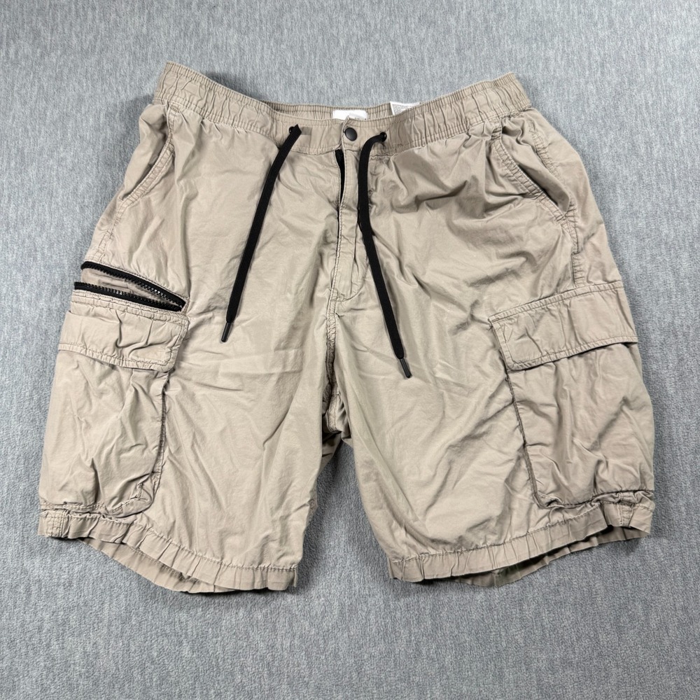 HM Shorts Mens Large Beige Regular Fit Drawstring Elastic Cargo Casual Summer